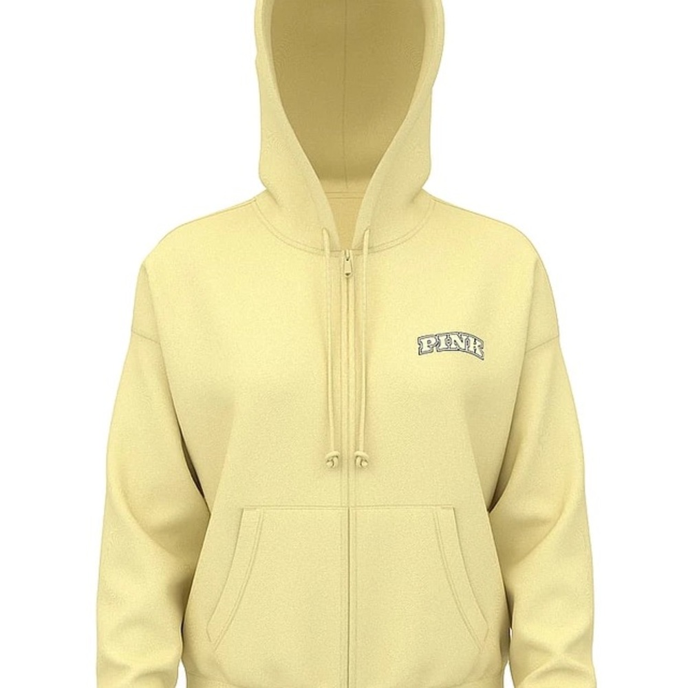 PINK Victoria's Secret Light Yellow Zip-Up Hoodie